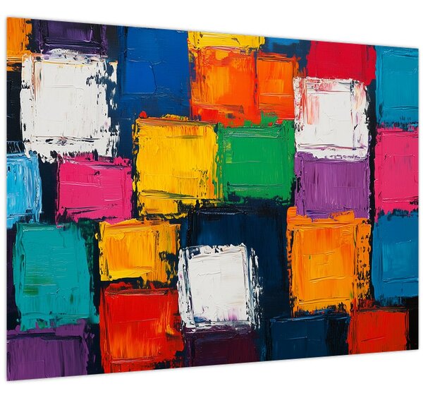 Kép - Színes négyzetek festménye (70x50 cm)