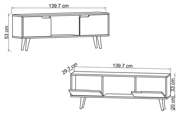 Siena TV-állvány, zafír tölgy-antracit, 139,7 cm