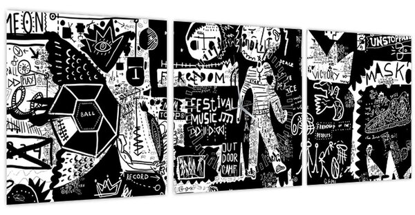 Kép - Graffiti (órával) (90x30 cm)