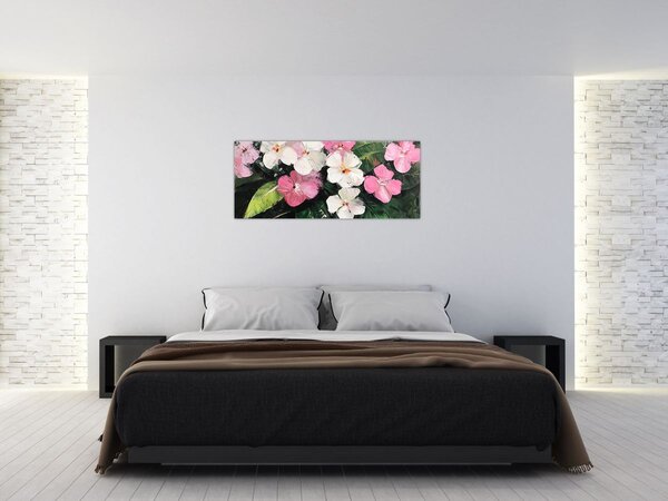 Kép - Rózsaszín és fehér virágok (120x50 cm)