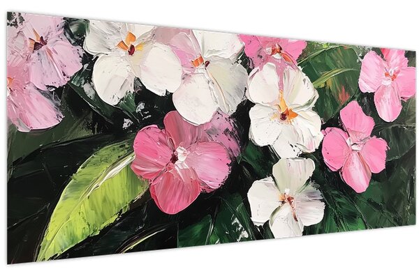 Kép - Rózsaszín és fehér virágok (120x50 cm)
