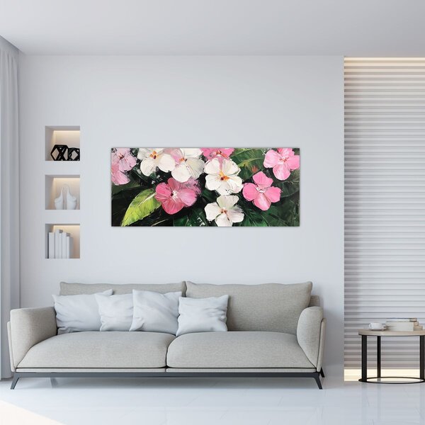 Kép - Rózsaszín és fehér virágok (120x50 cm)