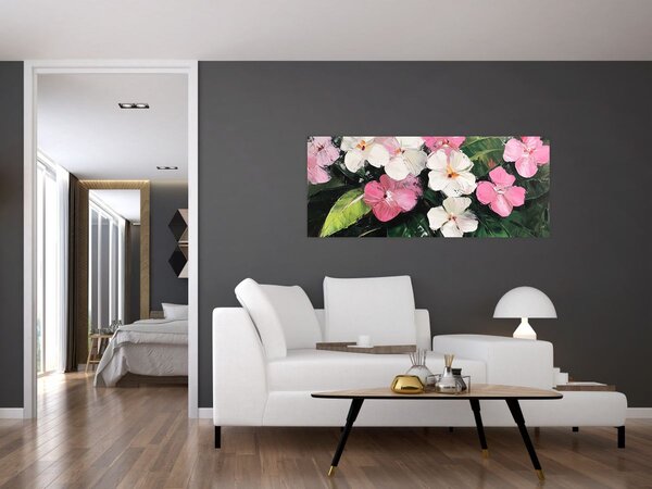 Kép - Rózsaszín és fehér virágok (120x50 cm)