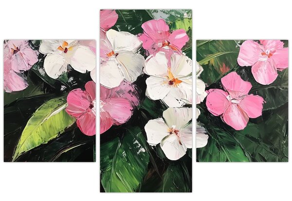 Kép - Rózsaszín és fehér virágok (90x60 cm)