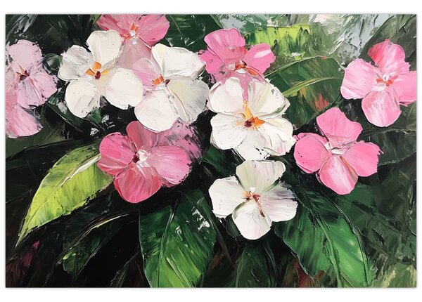 Kép - Rózsaszín és fehér virágok (90x60 cm)