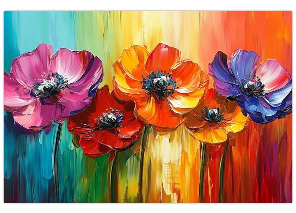 Kép - Öt színes virág (90x60 cm)