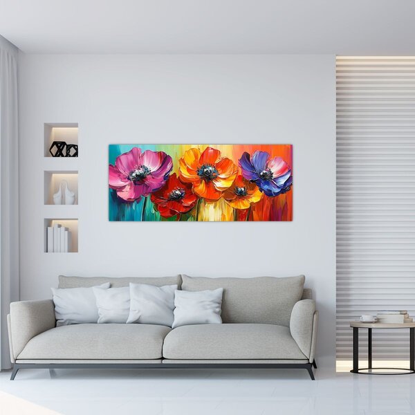 Kép - Öt színes virág (120x50 cm)