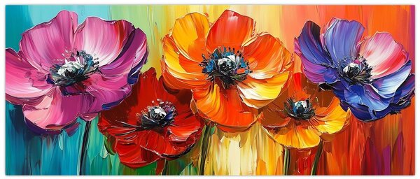 Kép - Öt színes virág (120x50 cm)