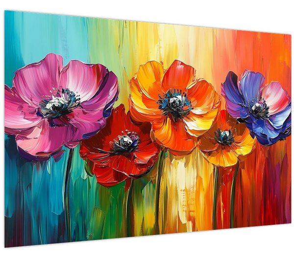 Kép - Öt színes virág (90x60 cm)