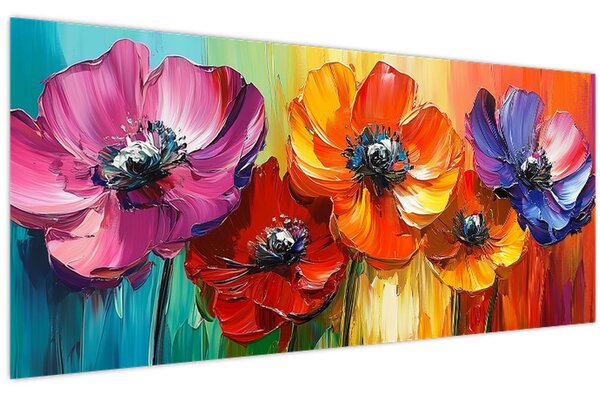 Kép - Öt színes virág (120x50 cm)
