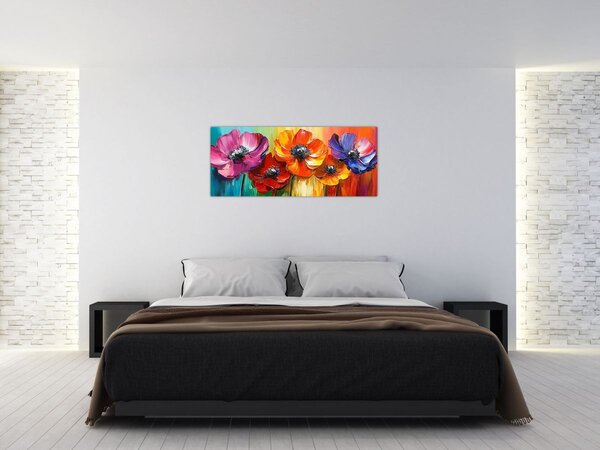 Kép - Öt színes virág (120x50 cm)