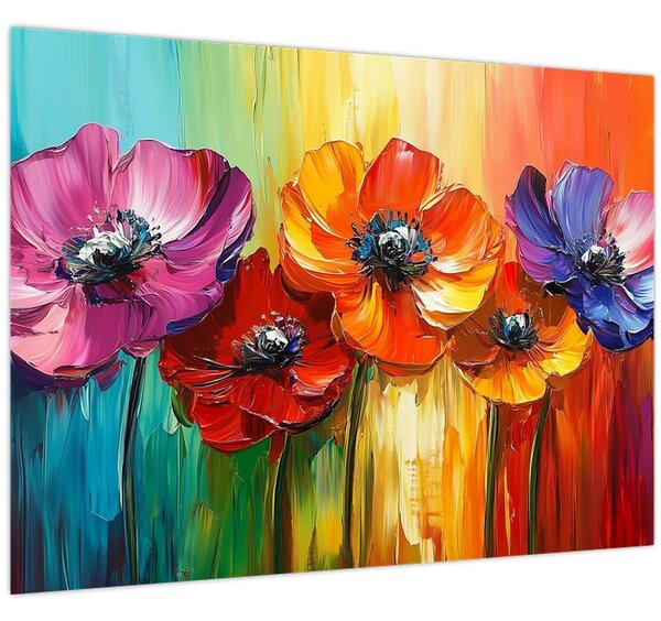 Kép - Öt színes virág (70x50 cm)