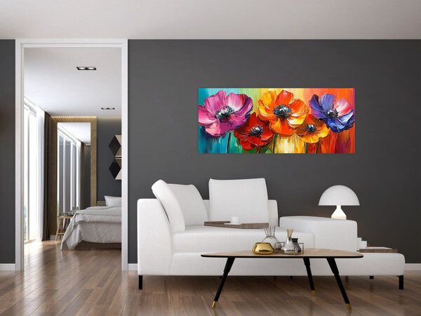 Kép - Öt színes virág (120x50 cm)