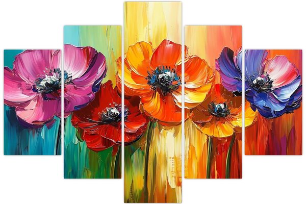 Kép - Öt színes virág (150x105 cm)