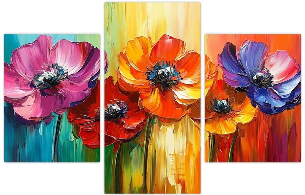 Kép - Öt színes virág (90x60 cm)