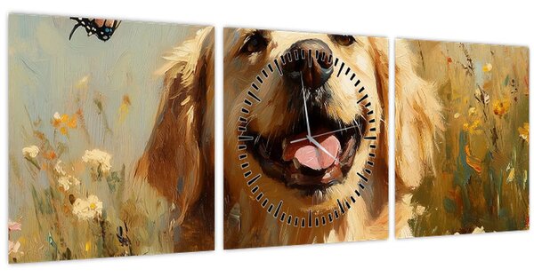Kép - Boldog kutyus (órával) (90x30 cm)