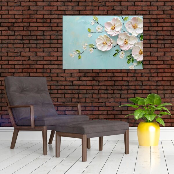 Kép - Virágok kék háttéren (90x60 cm)