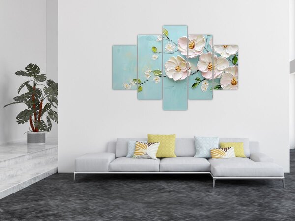 Kép - Virágok kék háttéren (150x105 cm)