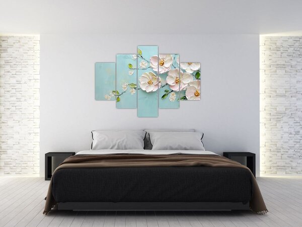 Kép - Virágok kék háttéren (150x105 cm)