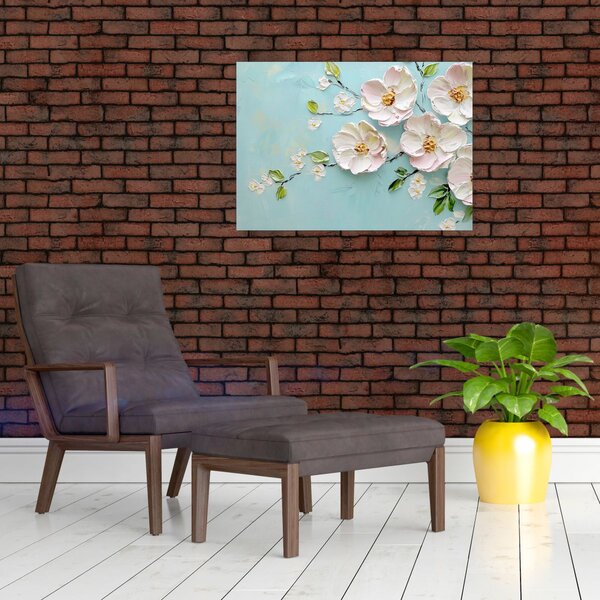 Kép - Virágok kék háttéren (70x50 cm)