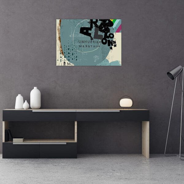 Kép - Repülő léggömb szivárvánnyal (70x50 cm)