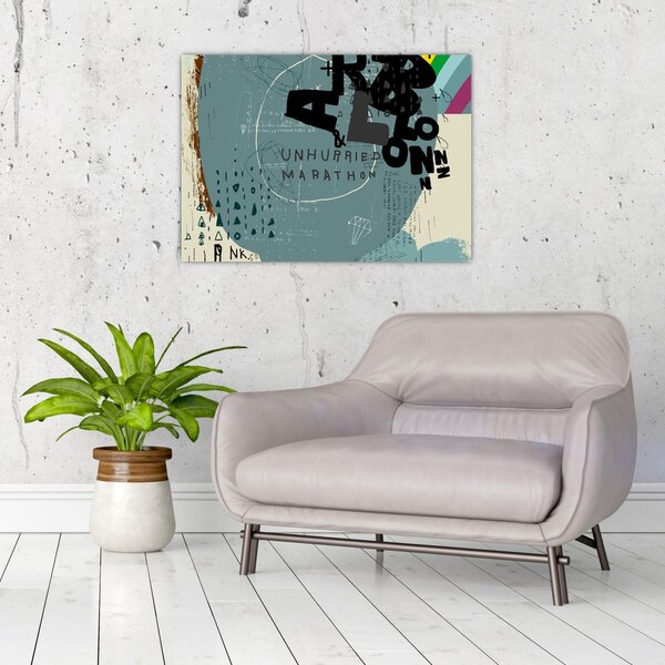 Kép - Repülő léggömb szivárvánnyal (70x50 cm)