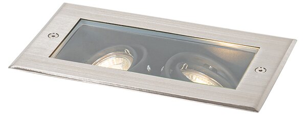 Modern, köszörült acél spotlámpa, 2 lámpával állítható IP65 - Oneon