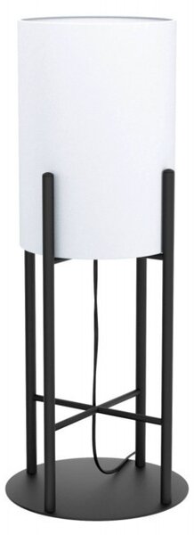 EGLO 43143 GLASTONBURY Vintage asztali lámpa, E27-es foglalattal, MAX 1X28W teljesítménnyel, fekete / acél lámpatest lámpatest, IP20-as védelemmel, zsinórkapcsolóval, fehér / textil búrával