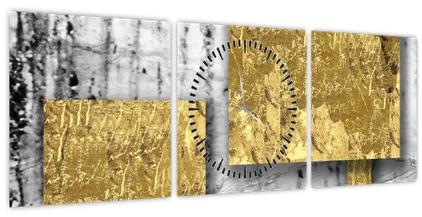 Kép - Arany négyzetek N⁰3 (órával) (90x30 cm)