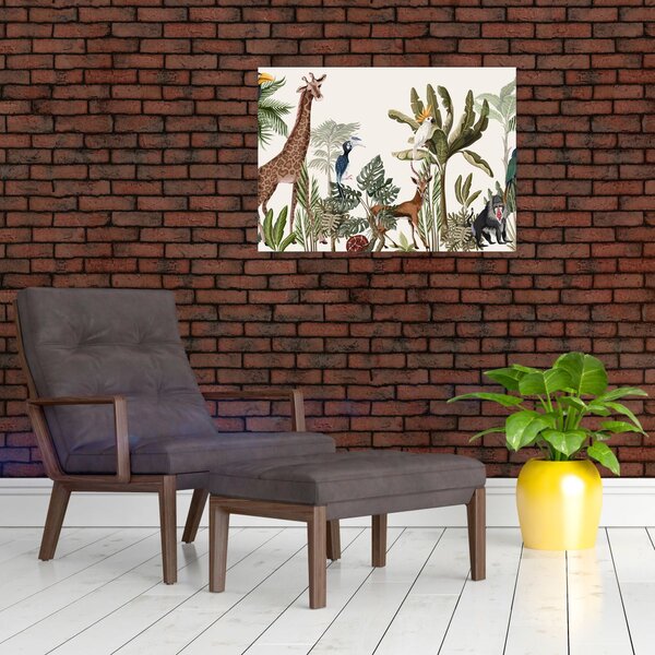 Kép - Állatokkal teli dzsungel (70x50 cm)