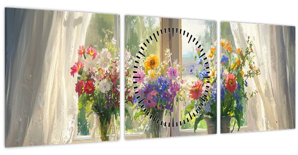 Kép - Csokor az ablaknál (órával) (90x30 cm)