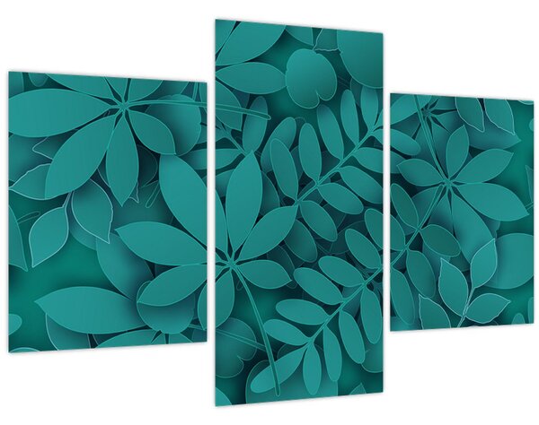 Kép - Türkiz levelek (90x60 cm)
