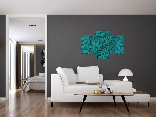 Kép - Türkiz levelek (90x60 cm)