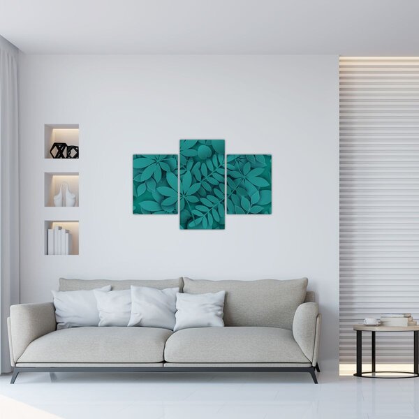 Kép - Türkiz levelek (90x60 cm)
