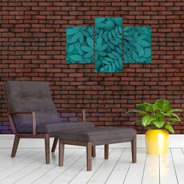 Kép - Türkiz levelek (90x60 cm)