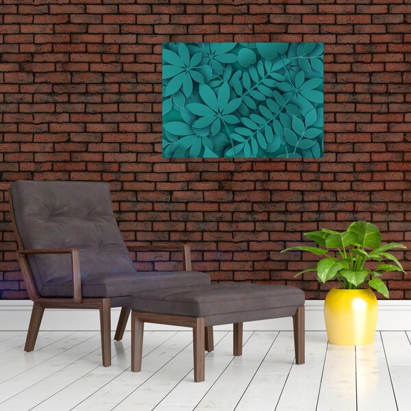 Kép - Türkiz levelek (70x50 cm)