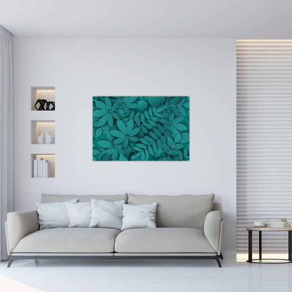 Kép - Türkiz levelek (90x60 cm)