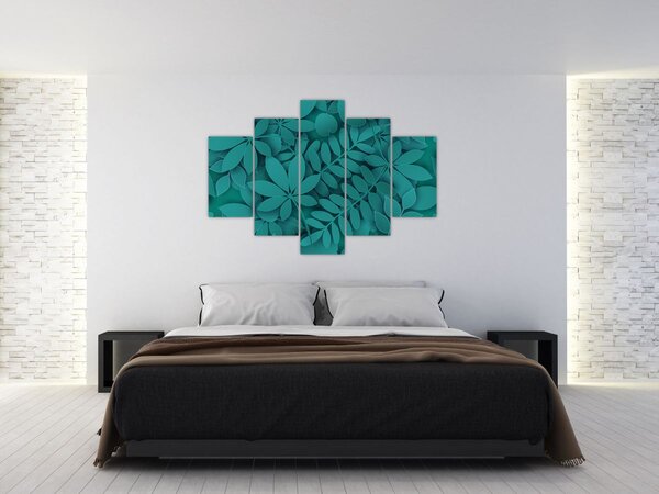 Kép - Türkiz levelek (150x105 cm)