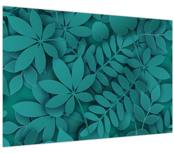 Kép - Türkiz levelek (90x60 cm)