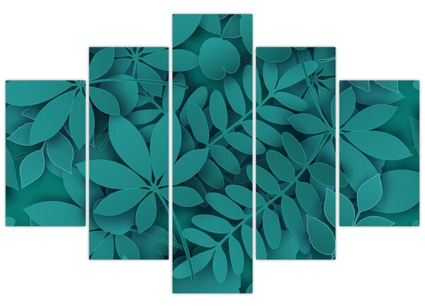 Kép - Türkiz levelek (150x105 cm)