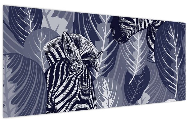 Kép - Kék zebrák (120x50 cm)