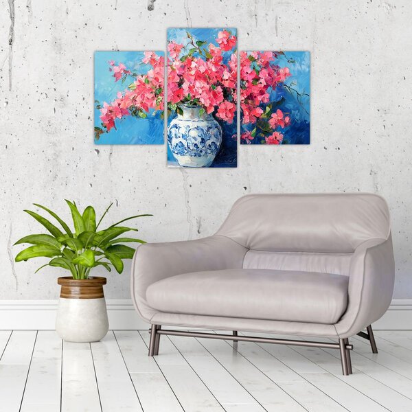 Kép - Váza rózsaszín virágokkal (90x60 cm)