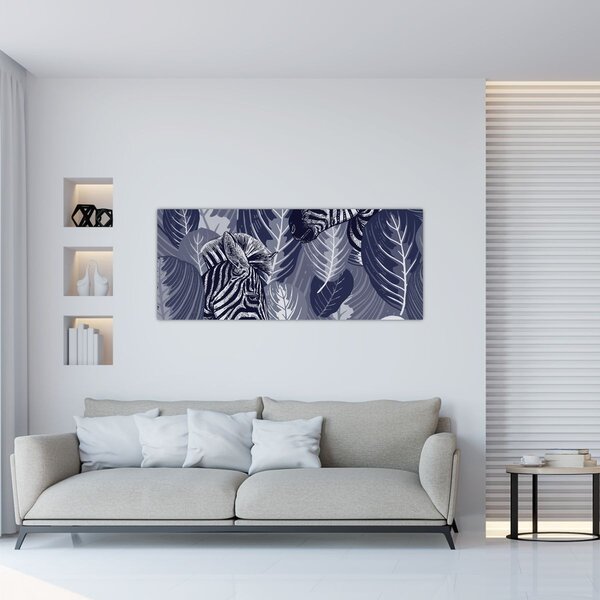 Kép - Kék zebrák (120x50 cm)