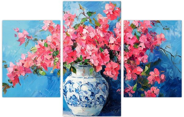 Kép - Váza rózsaszín virágokkal (90x60 cm)