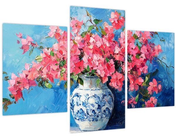 Kép - Váza rózsaszín virágokkal (90x60 cm)