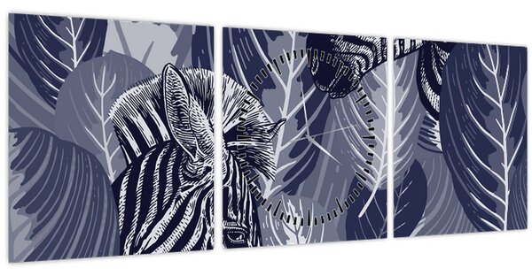Kép - Kék zebrák (órával) (90x30 cm)