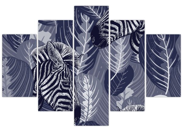Kép - Kék zebrák (150x105 cm)