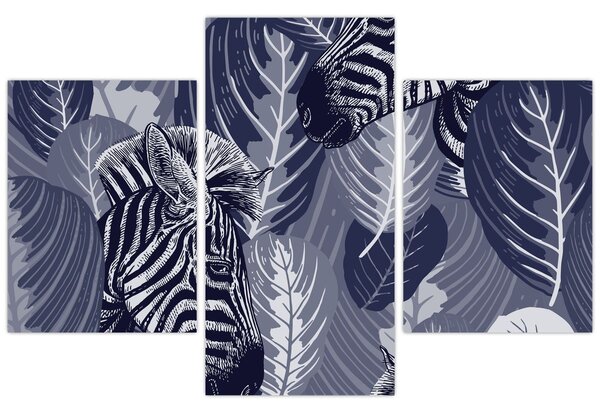 Kép - Kék zebrák (90x60 cm)