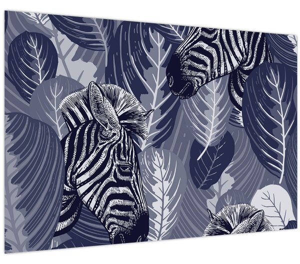 Kép - Kék zebrák (90x60 cm)