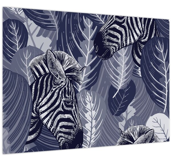 Kép - Kék zebrák (70x50 cm)